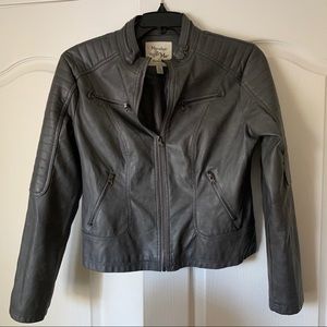 Gray Faux Leather Jacket